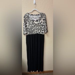 Leopard Colorblock Maxi Dress